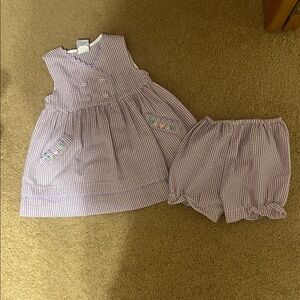 Purple Gingham Dress and Shorts Set